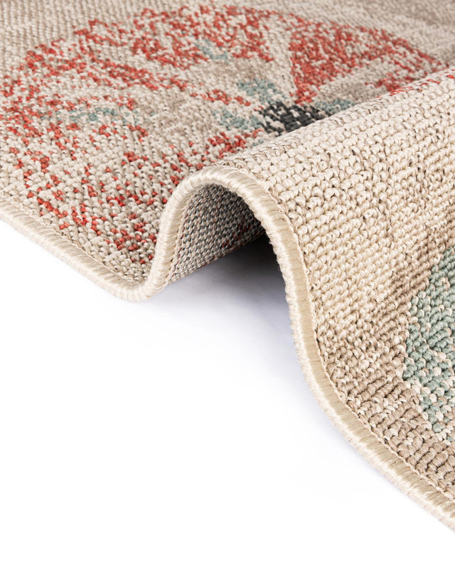 Beige 5' 1 x 8' Outdoor Botanical Rectangle Area Rug Weather Resistant for Patio, Deck, Terrace, Balcony, Porch Polypropylene Garden Floral Tropical Carpet for Sale at Rug Engine