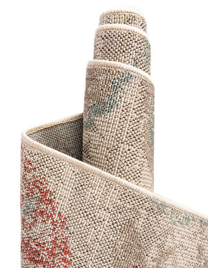 Beige 2' x 6' 1 Outdoor Botanical Runner Area Rug Weather Resistant for Patio, Deck, Terrace, Balcony, Porch Polypropylene Garden Floral Tropical Carpet for Sale at Rug Engine