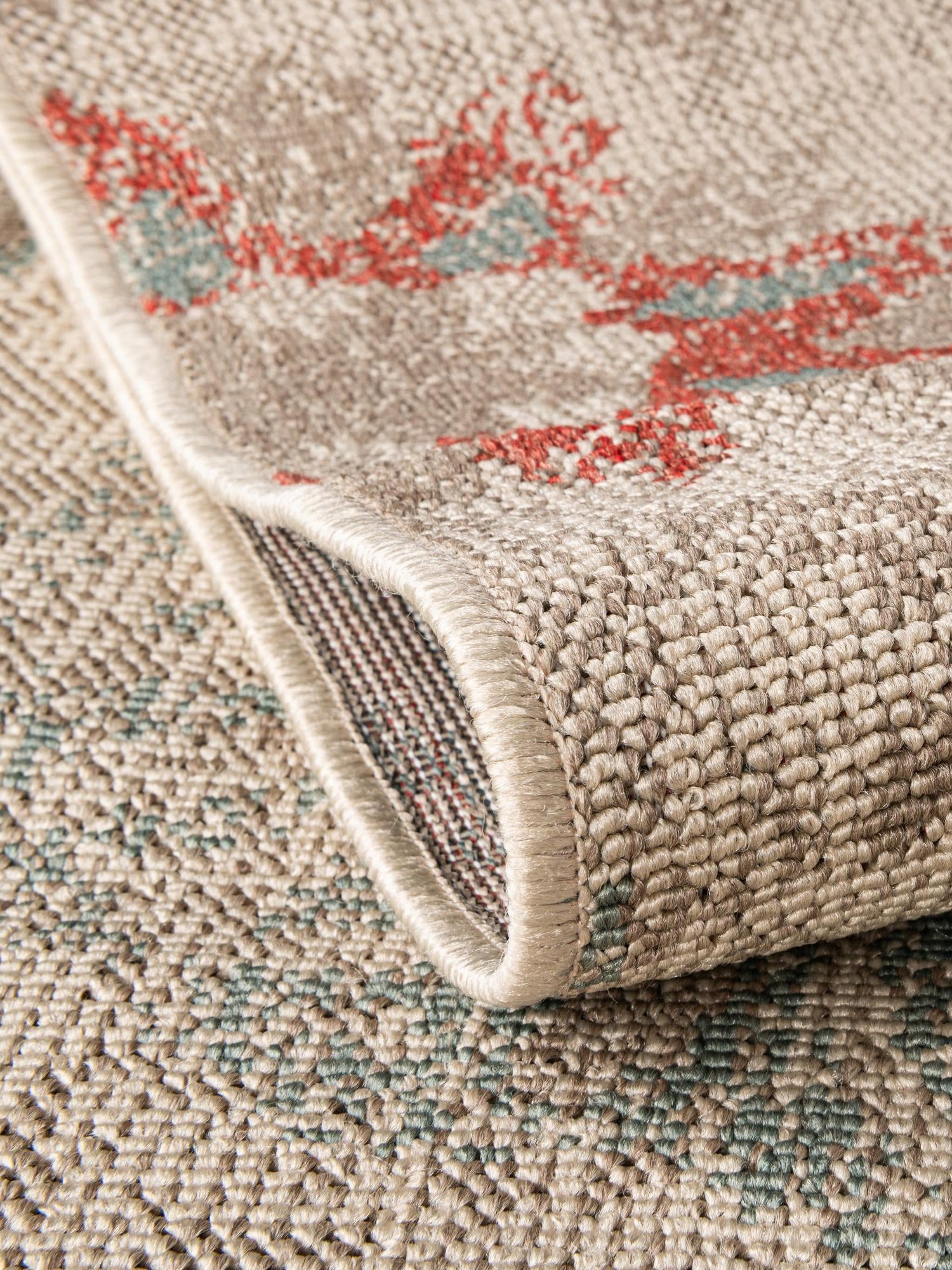 Beige 4' 1 x 4' 1 Outdoor Botanical Round Area Rug Weather Resistant for Patio, Deck, Terrace, Balcony, Porch Polypropylene Garden Floral Tropical Carpet for Sale at Rug Engine