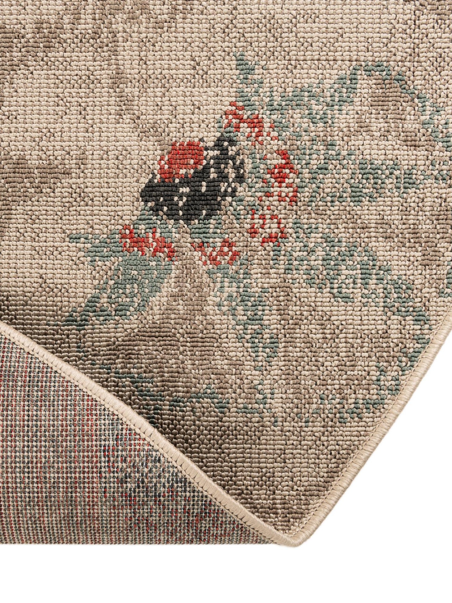 Beige 7' 10 x 7' 10 Outdoor Botanical Round Area Rug Weather Resistant for Patio, Deck, Terrace, Balcony, Porch Polypropylene Garden Floral Tropical Carpet for Sale at Rug Engine