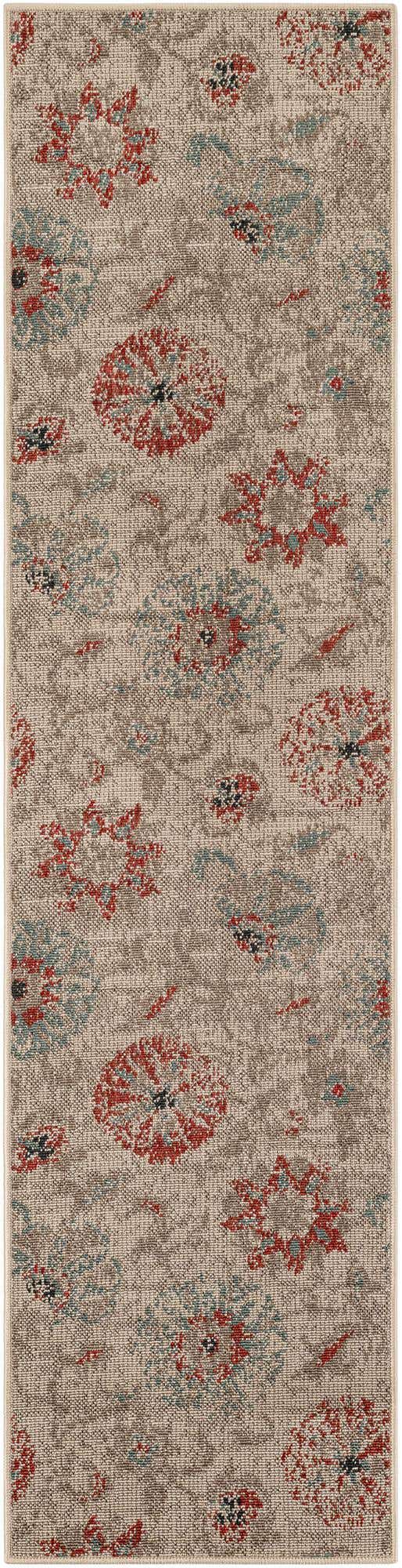 Beige 2' x 8' Outdoor Botanical Runner Area Rug Weather Resistant for Patio, Deck, Terrace, Balcony, Porch Polypropylene Garden Floral Tropical Carpet for Sale at Rug Engine