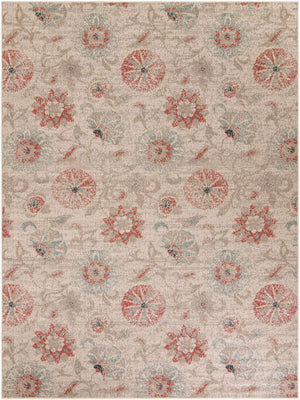Beige 9' x 12' Outdoor Botanical Rectangle Area Rug Weather Resistant for Patio, Deck, Terrace, Balcony, Porch Polypropylene Garden Floral Tropical Carpet for Sale at Rug Engine