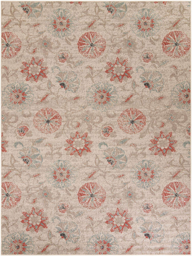 Beige 9' x 12' Outdoor Botanical Rectangle Area Rug Weather Resistant for Patio, Deck, Terrace, Balcony, Porch Polypropylene Garden Floral Tropical Carpet for Sale at Rug Engine