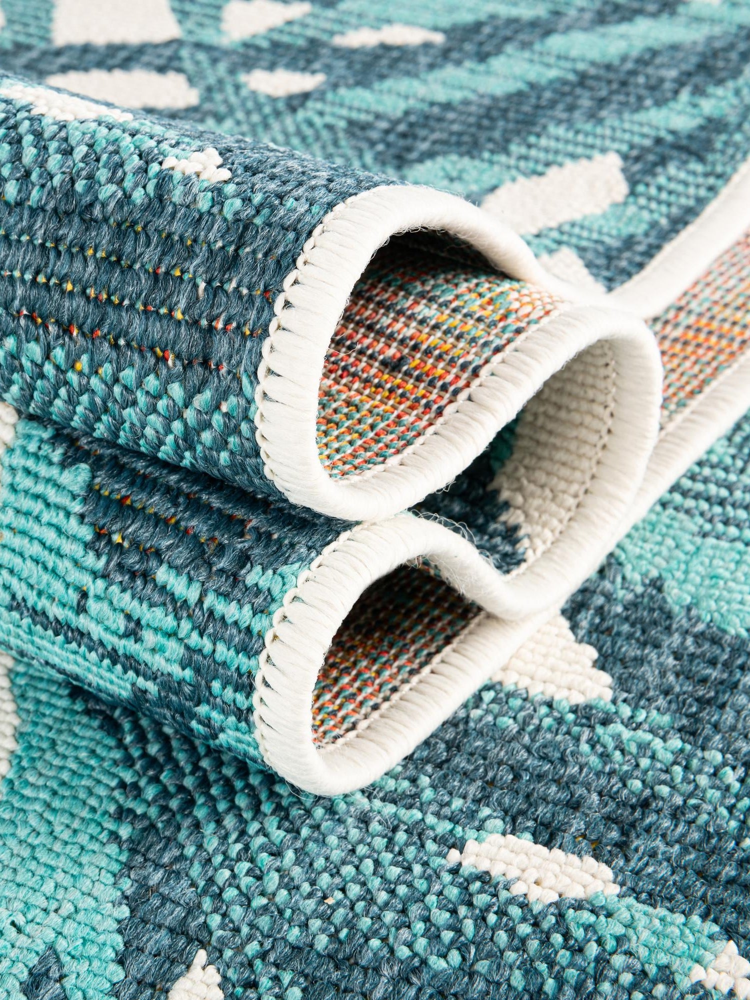 Teal blue 4' 1 x 6' 1 Outdoor Botanical Rectangle Area Rug Weather Resistant for Patio, Deck, Terrace, Balcony, Porch Polypropylene Garden Floral Tropical Carpet for Sale at Rug Engine