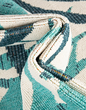 Teal blue 7' 10 x 7' 10 Outdoor Botanical Square Area Rug Weather Resistant for Patio, Deck, Terrace, Balcony, Porch Polypropylene Garden Floral Tropical Carpet for Sale at Rug Engine