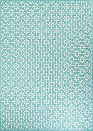 Teal 10' x 14' 1 Outdoor Trellis Rectangle Area Rug Weather Resistant for Patio, Deck, Terrace, Balcony, Porch Geometric Design Water Safe Outside Carpet for Sale at Rug Engine
