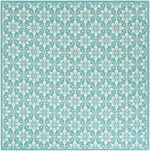 Teal 7' 10 x 7' 10 Outdoor Trellis Square Area Rug Weather Resistant for Patio, Deck, Terrace, Balcony, Porch Geometric Design Water Safe Outside Carpet for Sale at Rug Engine