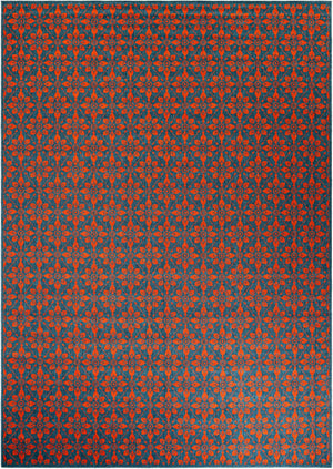 Blue and Red 10' x 14' 1 Outdoor Trellis Rectangle Area Rug Weather Resistant for Patio, Deck, Terrace, Balcony, Porch Geometric Design Water Safe Outside Carpet for Sale at Rug Engine