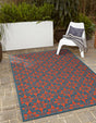 Blue and Red 5' 1 x 8' Outdoor Trellis Rectangle Area Rug Weather Resistant for Patio, Deck, Terrace, Balcony, Porch Geometric Design Water Safe Outside Carpet for Sale at Rug Engine