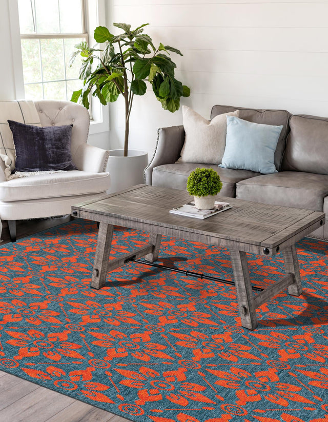 Blue and Red 9' x 12' Outdoor Trellis Rectangle Area Rug Weather Resistant for Patio, Deck, Terrace, Balcony, Porch Geometric Design Water Safe Outside Carpet for Sale at Rug Engine