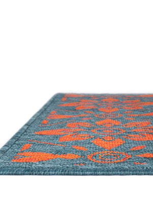 Blue and Red 4' 1 x 6' 1 Outdoor Trellis Rectangle Area Rug Weather Resistant for Patio, Deck, Terrace, Balcony, Porch Geometric Design Water Safe Outside Carpet for Sale at Rug Engine
