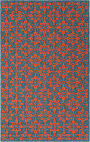 Blue and Red 5' 1 x 8' Outdoor Trellis Rectangle Area Rug Weather Resistant for Patio, Deck, Terrace, Balcony, Porch Geometric Design Water Safe Outside Carpet for Sale at Rug Engine