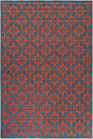 Blue and Red 6' 1 x 9' Outdoor Trellis Rectangle Area Rug Weather Resistant for Patio, Deck, Terrace, Balcony, Porch Geometric Design Water Safe Outside Carpet for Sale at Rug Engine