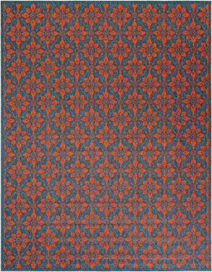 Blue and Red 7' 10 x 10' Outdoor Trellis Rectangle Area Rug Weather Resistant for Patio, Deck, Terrace, Balcony, Porch Geometric Design Water Safe Outside Carpet for Sale at Rug Engine