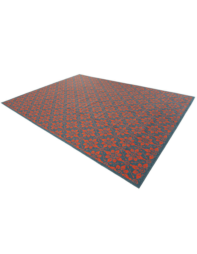 Blue and Red 9' x 12' Outdoor Trellis Rectangle Area Rug Weather Resistant for Patio, Deck, Terrace, Balcony, Porch Geometric Design Water Safe Outside Carpet for Sale at Rug Engine