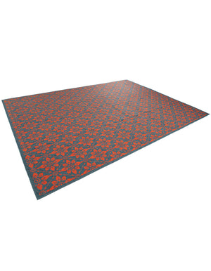 Blue and Red 9' x 12' Outdoor Trellis Rectangle Area Rug Weather Resistant for Patio, Deck, Terrace, Balcony, Porch Geometric Design Water Safe Outside Carpet for Sale at Rug Engine