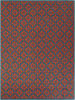 Blue and Red 9' x 12' Outdoor Trellis Rectangle Area Rug Weather Resistant for Patio, Deck, Terrace, Balcony, Porch Geometric Design Water Safe Outside Carpet for Sale at Rug Engine