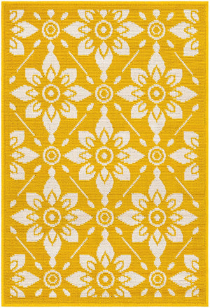 Yellow 2' x 3' 1 Outdoor Trellis Rectangle Area Rug Weather Resistant for Patio, Deck, Terrace, Balcony, Porch Geometric Design Water Safe Outside Carpet for Sale at Rug Engine