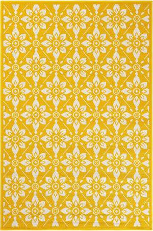 Yellow 4' 1 x 6' 1 Outdoor Trellis Rectangle Area Rug Weather Resistant for Patio, Deck, Terrace, Balcony, Porch Geometric Design Water Safe Outside Carpet for Sale at Rug Engine