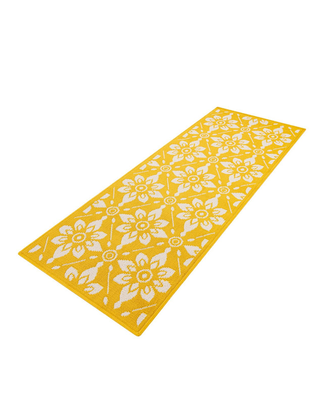 Yellow 2' x 5' 1 Outdoor Trellis Runner Area Rug Weather Resistant for Patio, Deck, Terrace, Balcony, Porch Geometric Design Water Safe Outside Carpet for Sale at Rug Engine