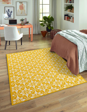 Yellow 10' x 14' 1 Outdoor Trellis Rectangle Area Rug Weather Resistant for Patio, Deck, Terrace, Balcony, Porch Geometric Design Water Safe Outside Carpet for Sale at Rug Engine