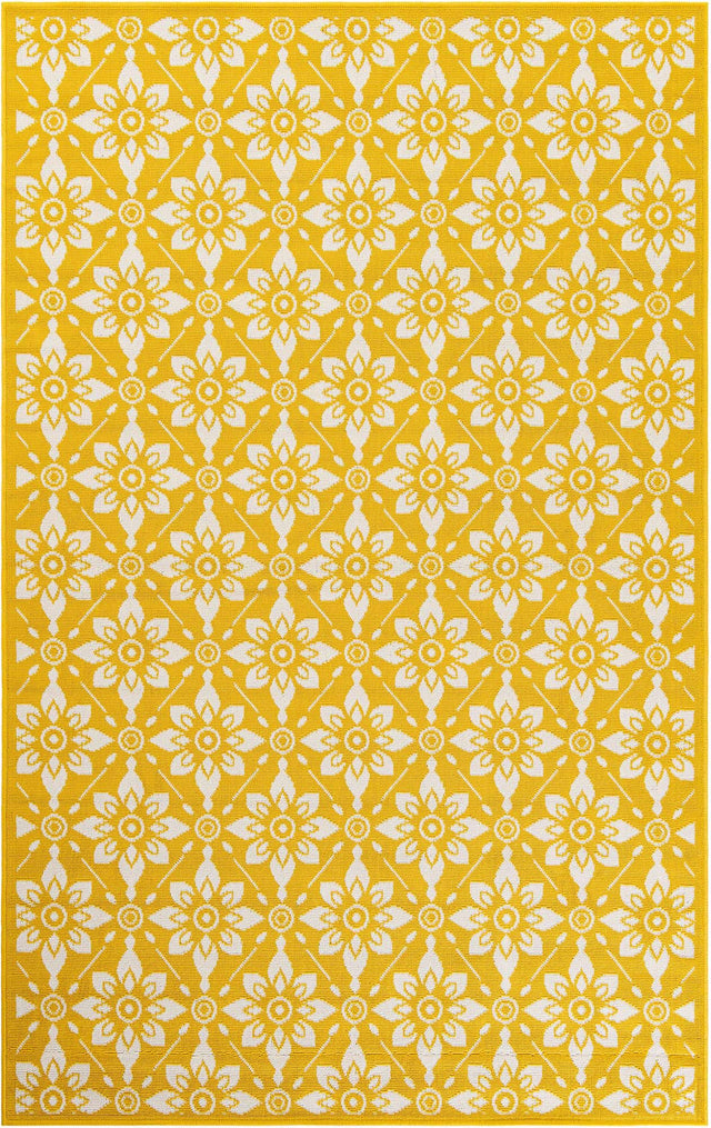 Yellow 5' 1 x 8' Outdoor Trellis Rectangle Area Rug Weather Resistant for Patio, Deck, Terrace, Balcony, Porch Geometric Design Water Safe Outside Carpet for Sale at Rug Engine