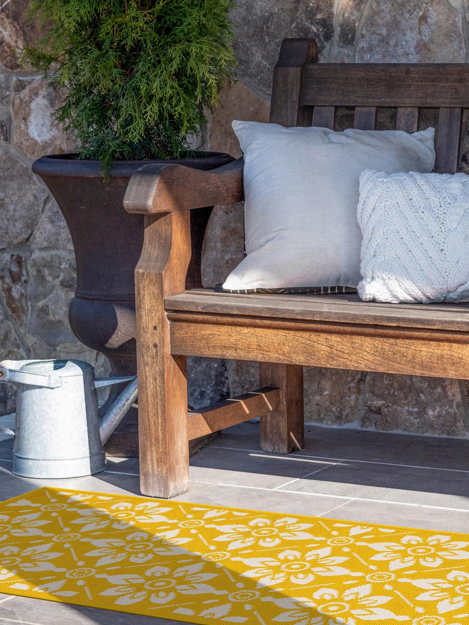 Yellow 2' 7 x 10' Outdoor Trellis Runner Area Rug Weather Resistant for Patio, Deck, Terrace, Balcony, Porch Geometric Design Water Safe Outside Carpet for Sale at Rug Engine