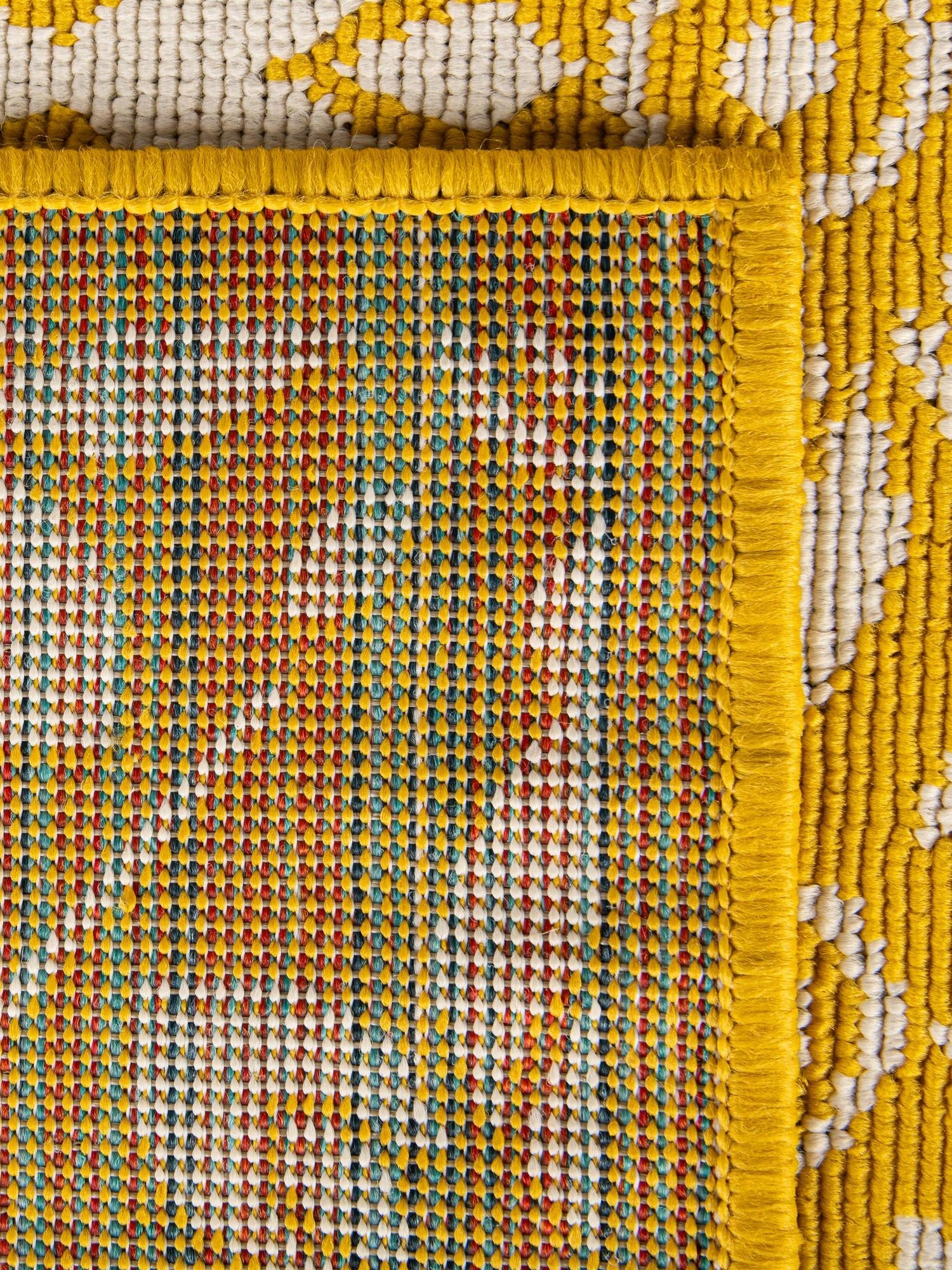 Yellow 2' 7 x 10' Outdoor Trellis Runner Area Rug Weather Resistant for Patio, Deck, Terrace, Balcony, Porch Geometric Design Water Safe Outside Carpet for Sale at Rug Engine
