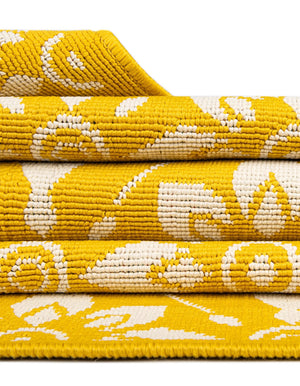 Yellow 2' x 5' 1 Outdoor Trellis Runner Area Rug Weather Resistant for Patio, Deck, Terrace, Balcony, Porch Geometric Design Water Safe Outside Carpet for Sale at Rug Engine