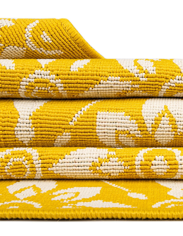 Yellow 2' 7 x 10' Outdoor Trellis Runner Area Rug Weather Resistant for Patio, Deck, Terrace, Balcony, Porch Geometric Design Water Safe Outside Carpet for Sale at Rug Engine