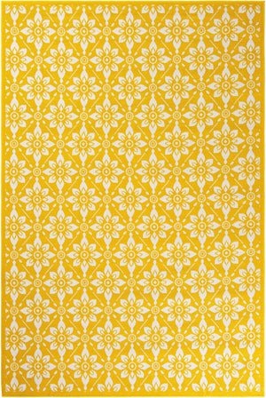 Yellow 6' 1 x 9' Outdoor Trellis Rectangle Area Rug Weather Resistant for Patio, Deck, Terrace, Balcony, Porch Geometric Design Water Safe Outside Carpet for Sale at Rug Engine