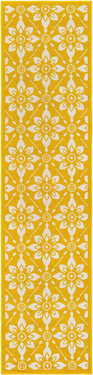 Yellow 2' x 8' Outdoor Trellis Runner Area Rug Weather Resistant for Patio, Deck, Terrace, Balcony, Porch Geometric Design Water Safe Outside Carpet for Sale at Rug Engine
