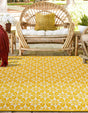 Yellow 7' 10 x 7' 10 Outdoor Trellis Square Area Rug Weather Resistant for Patio, Deck, Terrace, Balcony, Porch Geometric Design Water Safe Outside Carpet for Sale at Rug Engine