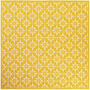 Yellow 7' 10 x 7' 10 Outdoor Trellis Square Area Rug Weather Resistant for Patio, Deck, Terrace, Balcony, Porch Geometric Design Water Safe Outside Carpet for Sale at Rug Engine