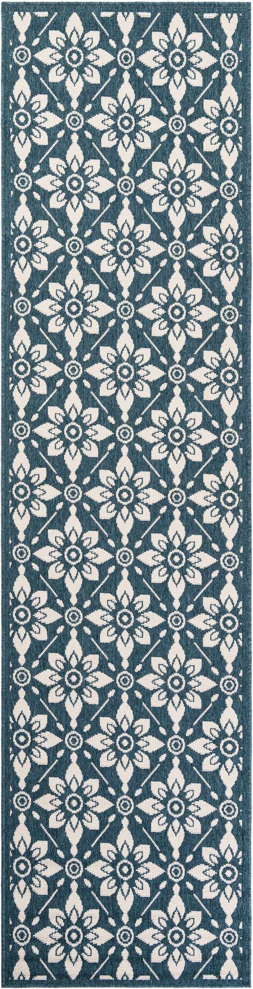 Navy Blue 2' 7 x 10' Outdoor Trellis Runner Area Rug Weather Resistant for Patio, Deck, Terrace, Balcony, Porch Geometric Design Water Safe Outside Carpet for Sale at Rug Engine