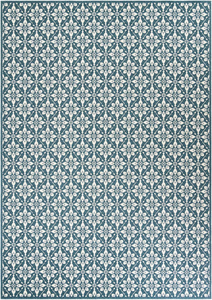 Navy Blue 10' x 14' 1 Outdoor Trellis Rectangle Area Rug Weather Resistant for Patio, Deck, Terrace, Balcony, Porch Geometric Design Water Safe Outside Carpet for Sale at Rug Engine
