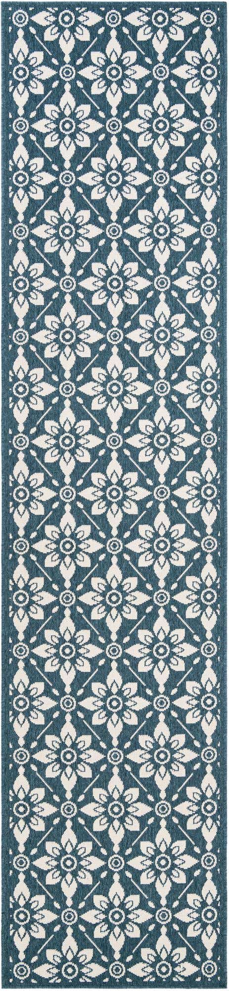 Navy Blue 2' 7 x 12' Outdoor Trellis Runner Area Rug Weather Resistant for Patio, Deck, Terrace, Balcony, Porch Geometric Design Water Safe Outside Carpet for Sale at Rug Engine