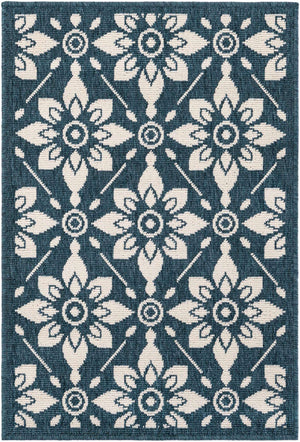 Navy Blue 2' x 3' 1 Outdoor Trellis Rectangle Area Rug Weather Resistant for Patio, Deck, Terrace, Balcony, Porch Geometric Design Water Safe Outside Carpet for Sale at Rug Engine