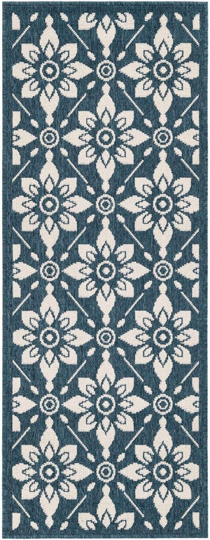 Navy Blue 2' x 5' 1 Outdoor Trellis Runner Area Rug Weather Resistant for Patio, Deck, Terrace, Balcony, Porch Geometric Design Water Safe Outside Carpet for Sale at Rug Engine