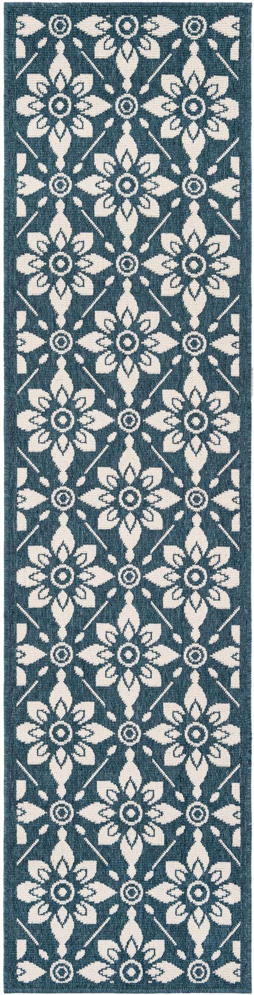 Navy Blue 2' x 8' Outdoor Trellis Runner Area Rug Weather Resistant for Patio, Deck, Terrace, Balcony, Porch Geometric Design Water Safe Outside Carpet for Sale at Rug Engine