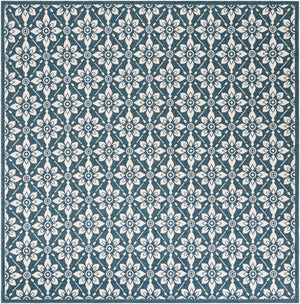 Navy Blue 7' 10 x 7' 10 Outdoor Trellis Square Area Rug Weather Resistant for Patio, Deck, Terrace, Balcony, Porch Geometric Design Water Safe Outside Carpet for Sale at Rug Engine