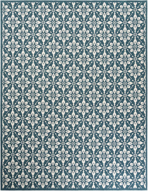 Navy Blue 7' 10 x 10' Outdoor Trellis Rectangle Area Rug Weather Resistant for Patio, Deck, Terrace, Balcony, Porch Geometric Design Water Safe Outside Carpet for Sale at Rug Engine