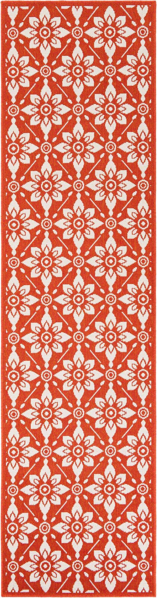 Rust Red 2' 7 x 10' Outdoor Trellis Runner Area Rug Weather Resistant for Patio, Deck, Terrace, Balcony, Porch Geometric Design Water Safe Outside Carpet for Sale at Rug Engine
