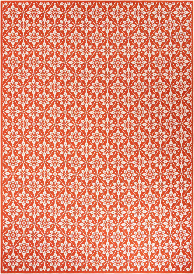 Rust Red 10' x 14' 1 Outdoor Trellis Rectangle Area Rug Weather Resistant for Patio, Deck, Terrace, Balcony, Porch Geometric Design Water Safe Outside Carpet for Sale at Rug Engine