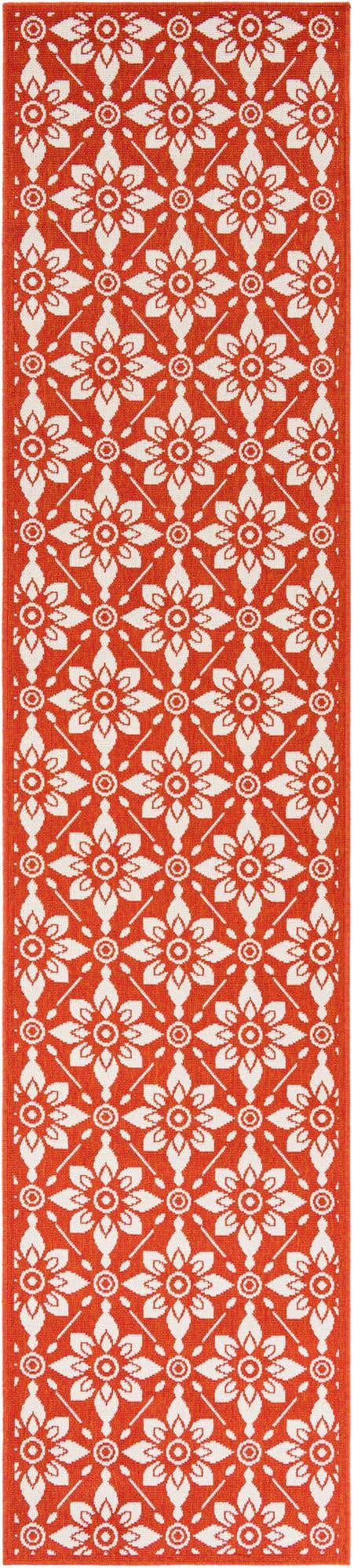 Rust Red 2' 7 x 12' Outdoor Trellis Runner Area Rug Weather Resistant for Patio, Deck, Terrace, Balcony, Porch Geometric Design Water Safe Outside Carpet for Sale at Rug Engine