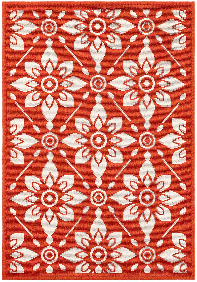 Rust Red 2' x 3' 1 Outdoor Trellis Rectangle Area Rug Weather Resistant for Patio, Deck, Terrace, Balcony, Porch Geometric Design Water Safe Outside Carpet for Sale at Rug Engine