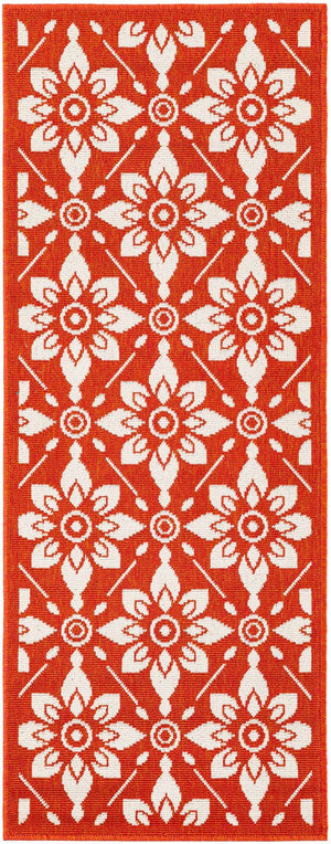 Rust Red 2' x 5' 1 Outdoor Trellis Runner Area Rug Weather Resistant for Patio, Deck, Terrace, Balcony, Porch Geometric Design Water Safe Outside Carpet for Sale at Rug Engine