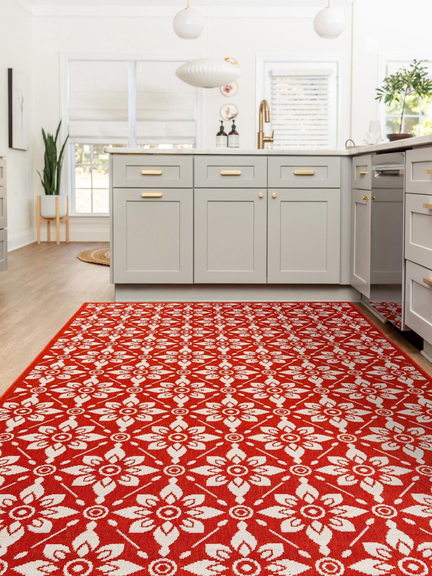 Rust Red 5' 1 x 8' Outdoor Trellis Rectangle Area Rug Weather Resistant for Patio, Deck, Terrace, Balcony, Porch Geometric Design Water Safe Outside Carpet for Sale at Rug Engine