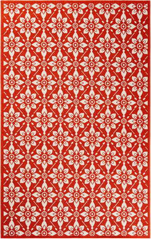 Rust Red 5' 1 x 8' Outdoor Trellis Rectangle Area Rug Weather Resistant for Patio, Deck, Terrace, Balcony, Porch Geometric Design Water Safe Outside Carpet for Sale at Rug Engine