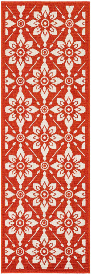 Rust Red 2' x 6' 1 Outdoor Trellis Runner Area Rug Weather Resistant for Patio, Deck, Terrace, Balcony, Porch Geometric Design Water Safe Outside Carpet for Sale at Rug Engine